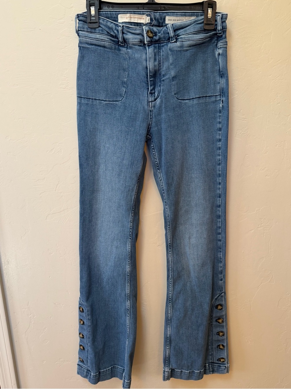 Pilcro and the Letterpress High Rise Bootcut Button Detail Jeans Womens Size 28